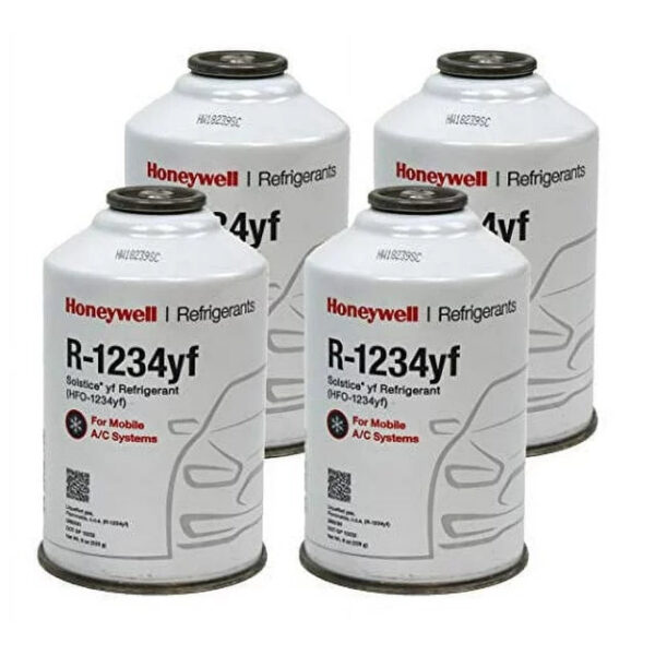 Honeywell R-1234yf Refrigerant – 4 Cans (8oz Each) with HD Brass Can Tap – Made in USA
