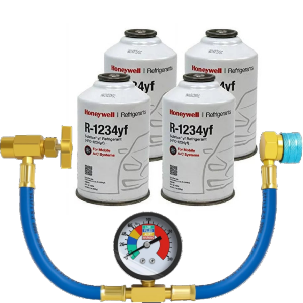 Honeywell R-1234yf Refrigerant – 4-Pack (8oz Cans) with HD Brass Can Tap – Made in USA